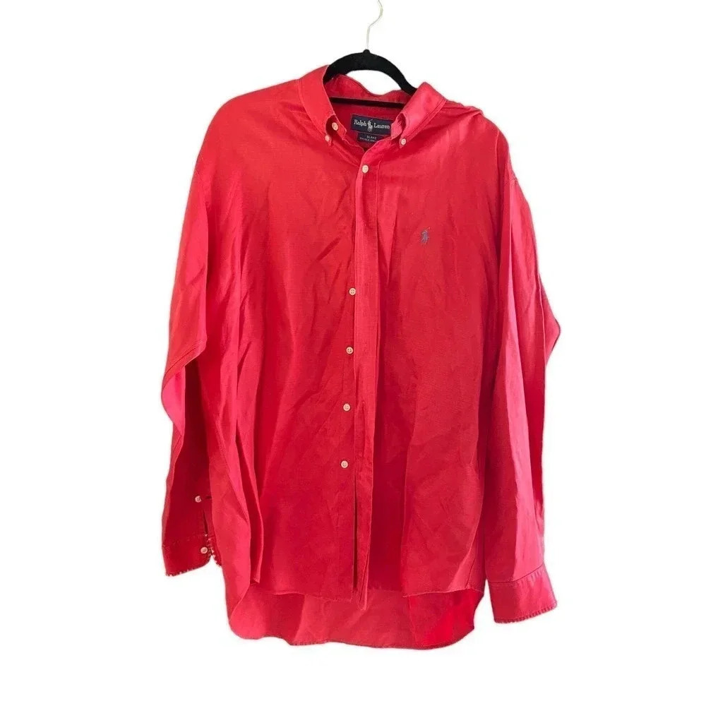 Ralph Lauren Blake Men's Red Button Down Classic Fit Shirt Size Large